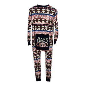 Lazy One Pajamas Adult Small Gingerbread Man Sweet Cheeks Flapjack Long Johns